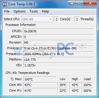 Core Temp มิเตอร์สำหรับวัดความร้อนซีพียู