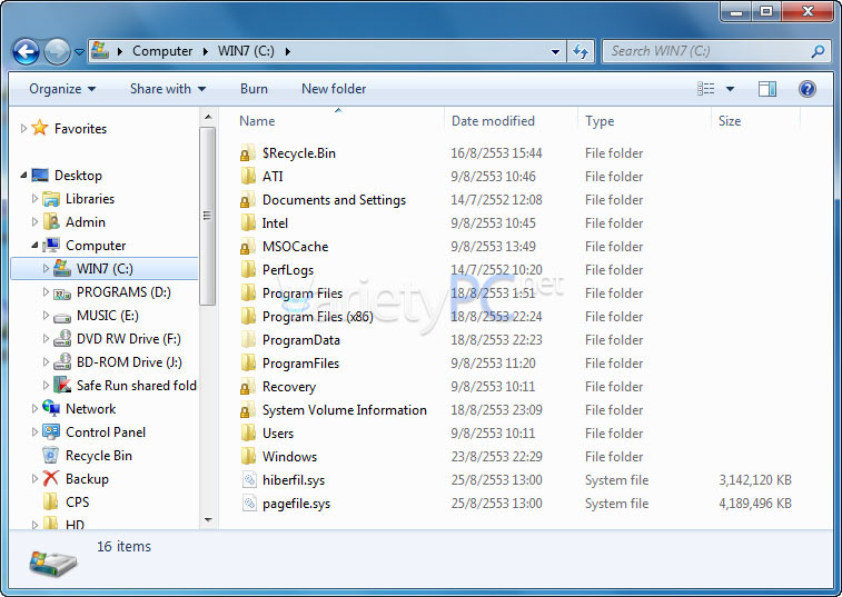เราจะโชว์ไฟล์ซ่อนของระบบใน Windows 7 ได้อย่างไร