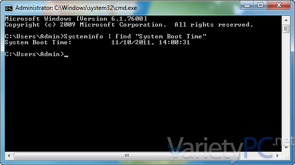 ตรวจสอบ วันและเวลา ที่เครื่องเริ่มทำงานด้วย Command Prompt