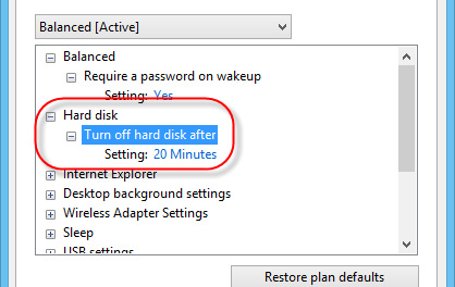 วิธีเปิด-ปิดการทำงาน Turn off hard disk after