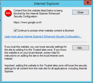 Internet Explorer Enhanced Security Configuration is enabled