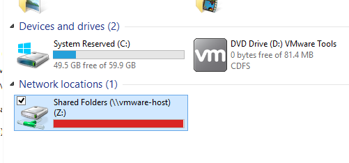 วิธีแชร์ไฟล์, โฟลเดอร์ ด้วย Shared Folders บน Vmware