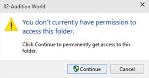 You don't currently have permission to access this folder.