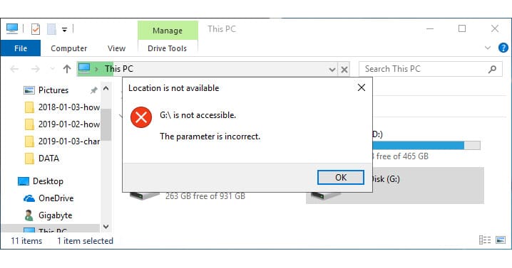 วิธีแก้ฮาร์ดดิสก์ฟ้อง Location is not available บน Windows 10
