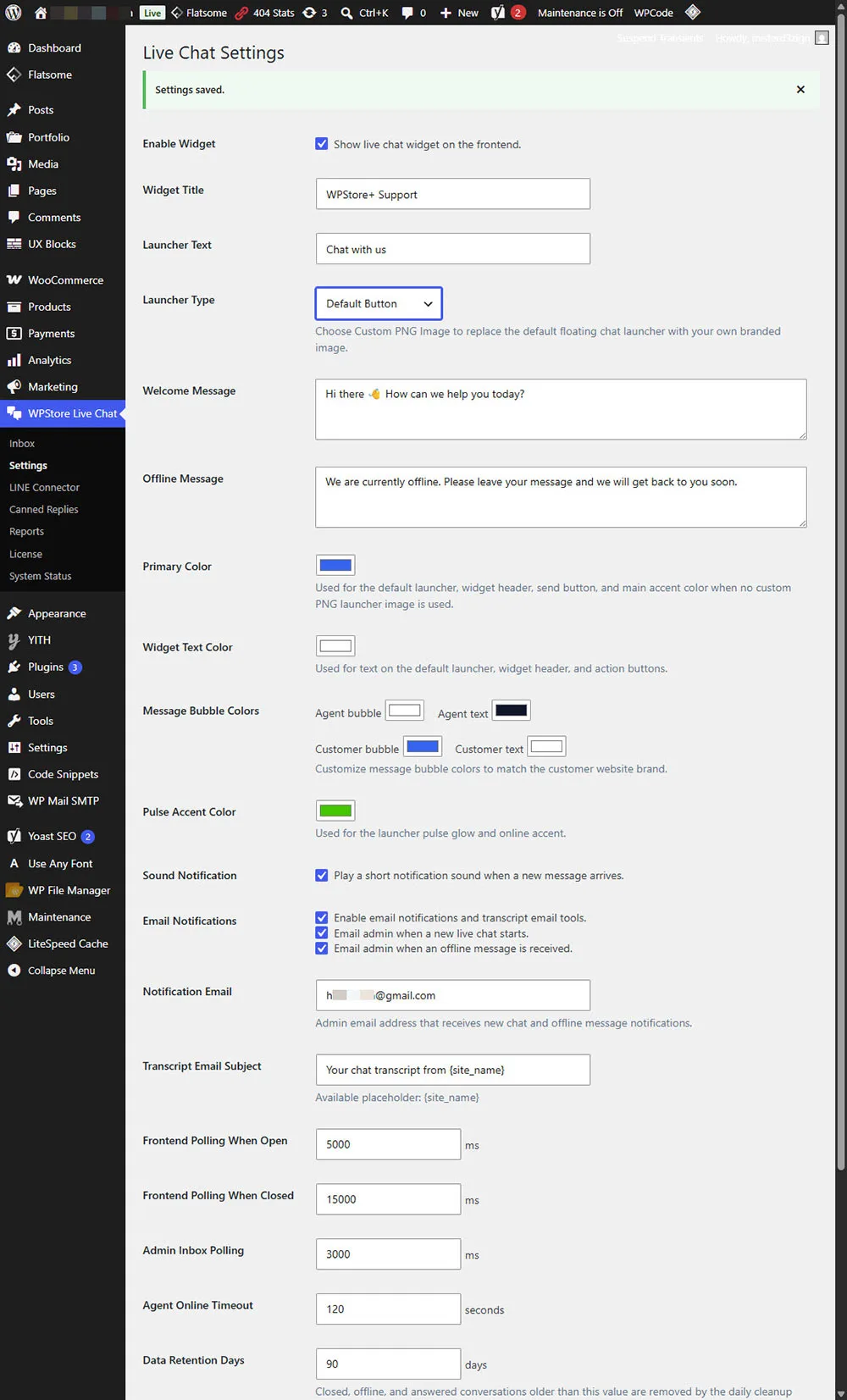 การตั้งค่าปรับแต่ง Widget Live Chat Desk ของ WPStore+ สำหรับปุ่มแชทเริ่มต้น