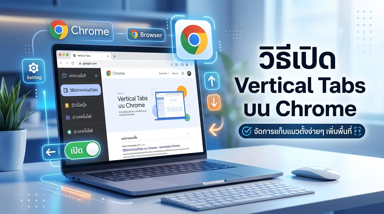 วิธีเปิด Vertical Tabs บน Chrome จัดการหน้าต่างเป็นระเบียบ เพิ่มพื้นที่การใช้งาน