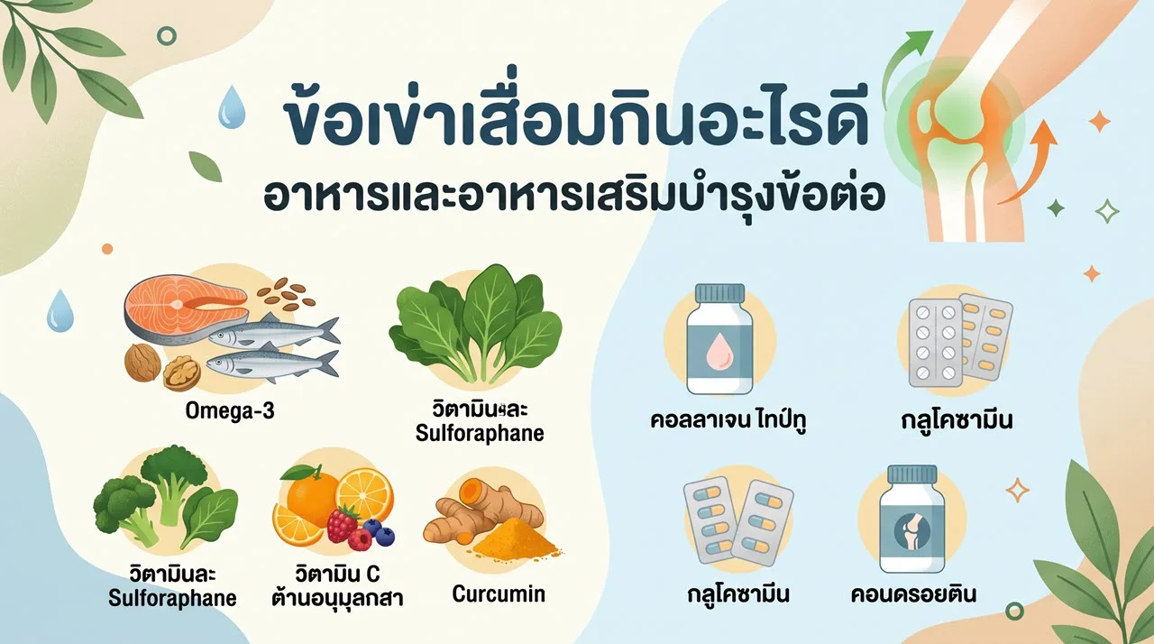 ข้อเข่าเสื่อมกินอะไรดี ? อาหารและอาหารเสริมข้อเข่าเสื่อม เพื่อสุขภาพข้อต่อที่ยั่งยืน