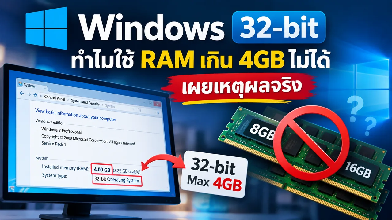 Windows 32-bit เผยเบื้องหลังวิศวกรรม เหตุผลที่แท้จริงของการจำกัด RAM ไว้ที่ 4GB